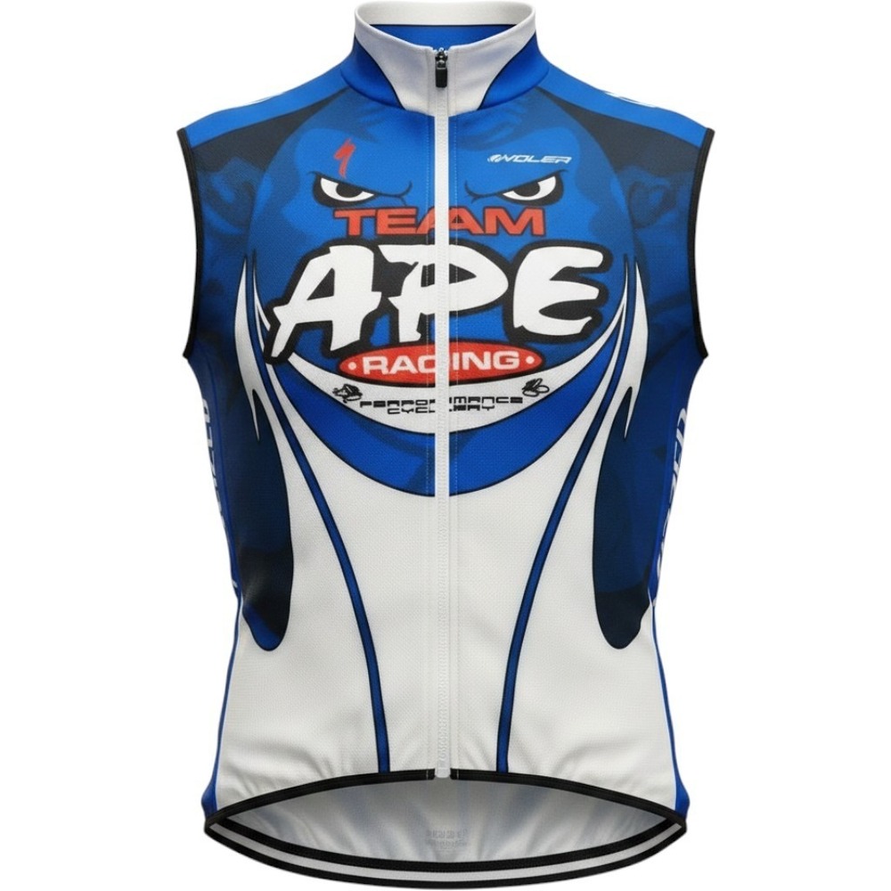 Voler Team Ape Racing Specialized Cycling Vest Blue White Mens XL Full Zip USA